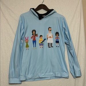 Blue Hoodie with Cartoon Family Print